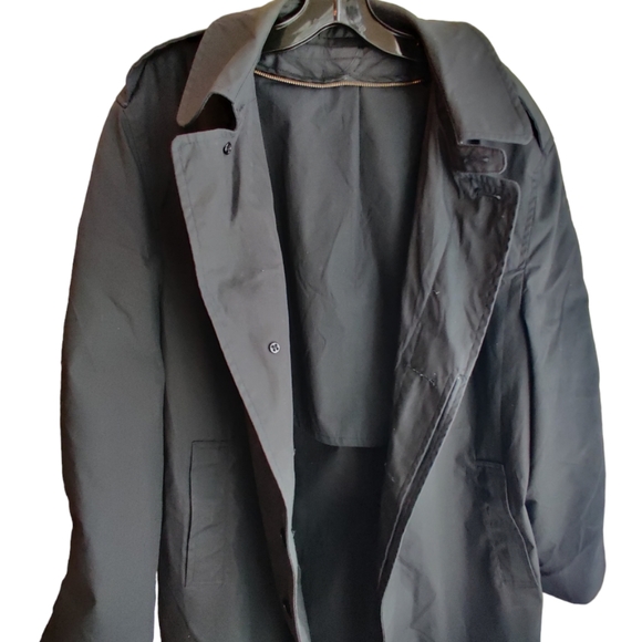 DSCP Quarterdeck Collection Black Trench Coat 44R Removable Fleece Liner wZipper - Picture 3 of 11